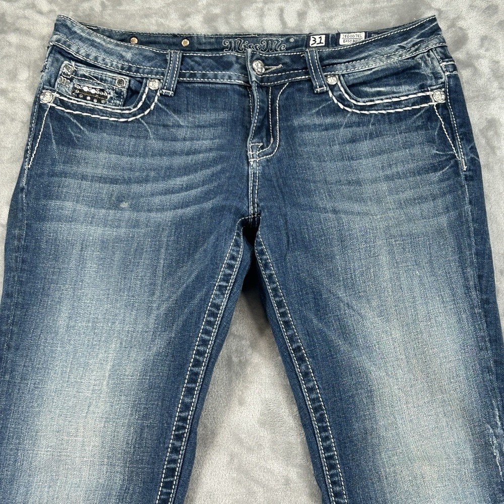 Miss Me Womens Easy Boot Sz 31 Jeans Measured 35x31 Rhinestone Western Cowgirl - Picture 3 of 12